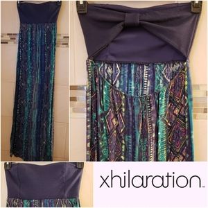 🌠Xhilaration🌠 blue green strapless maxi dress